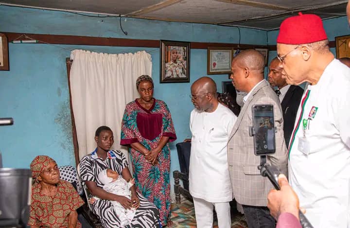 Gov Otti visits family of slain soldier CPL Ikpeama to console wife, mother