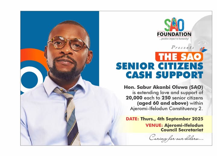 Hon. Sabur Akanbi Oluwa Announces ₦20,000 Cash Relief for 250 Senior Citizens in Ajeromi-Ifelodun